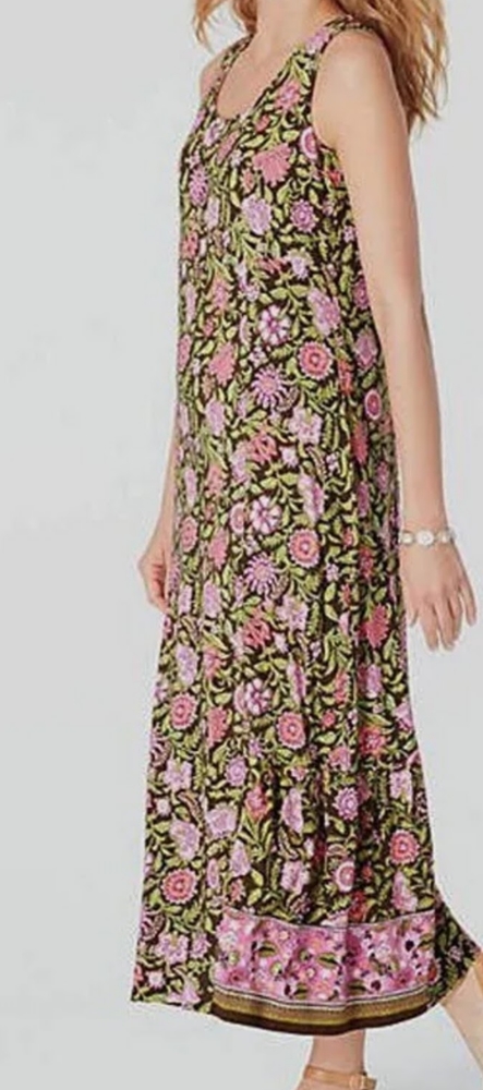 J.Jill Floral Sleeveles Empire Waist Maxi Dress